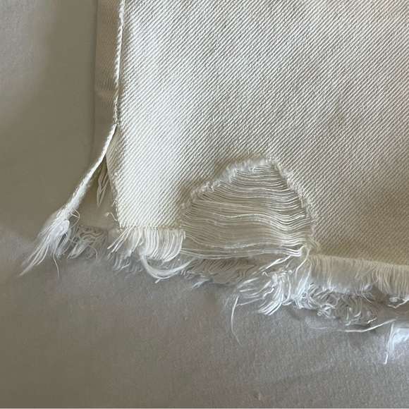 Free People White Bright Distressed Button Fly Raw Hem Denim Shorts Sz 27 NWT - Picture 11 of 13